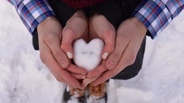 Engagement ring in snow
